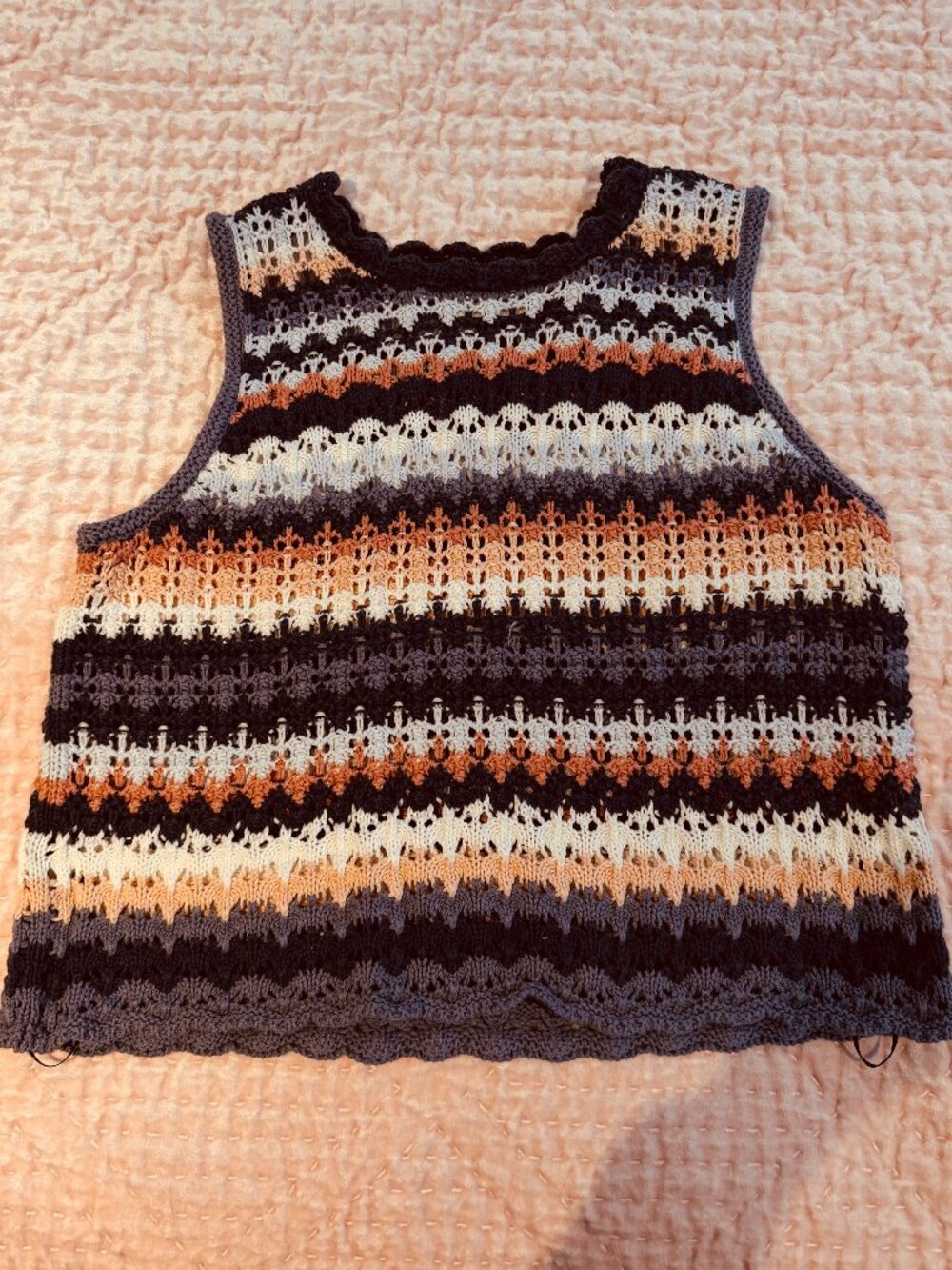 Universal Thread Crochet Knit Striped Tank Top Size M